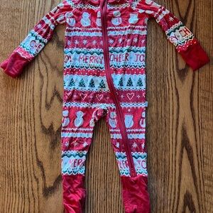 Little Sleepies Christmas Red Snowman Kids One Piece